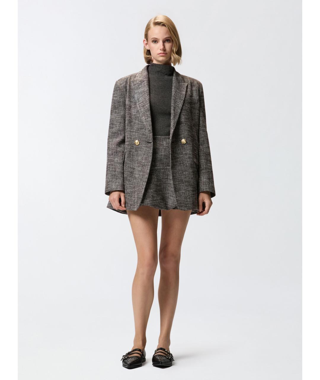 PINKO Антрацитовая хлопковая юбка мини, фото 2