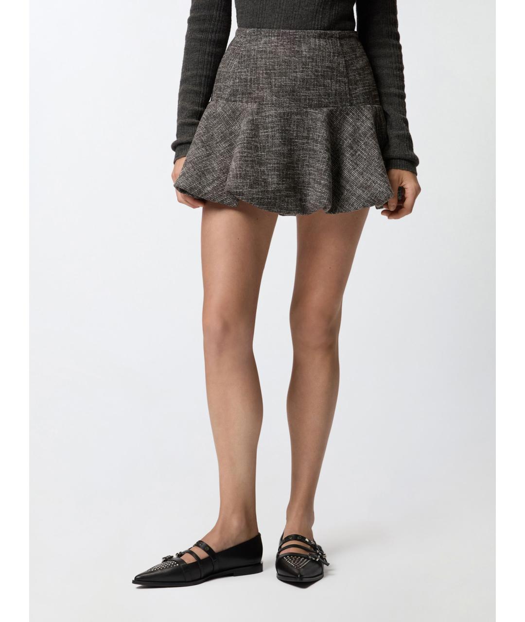 PINKO Антрацитовая хлопковая юбка мини, фото 3