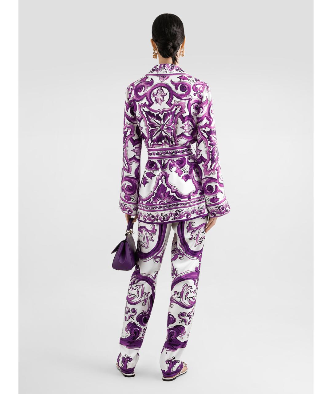 DOLCE&GABBANA Мульти шелковые прямые брюки, фото 4