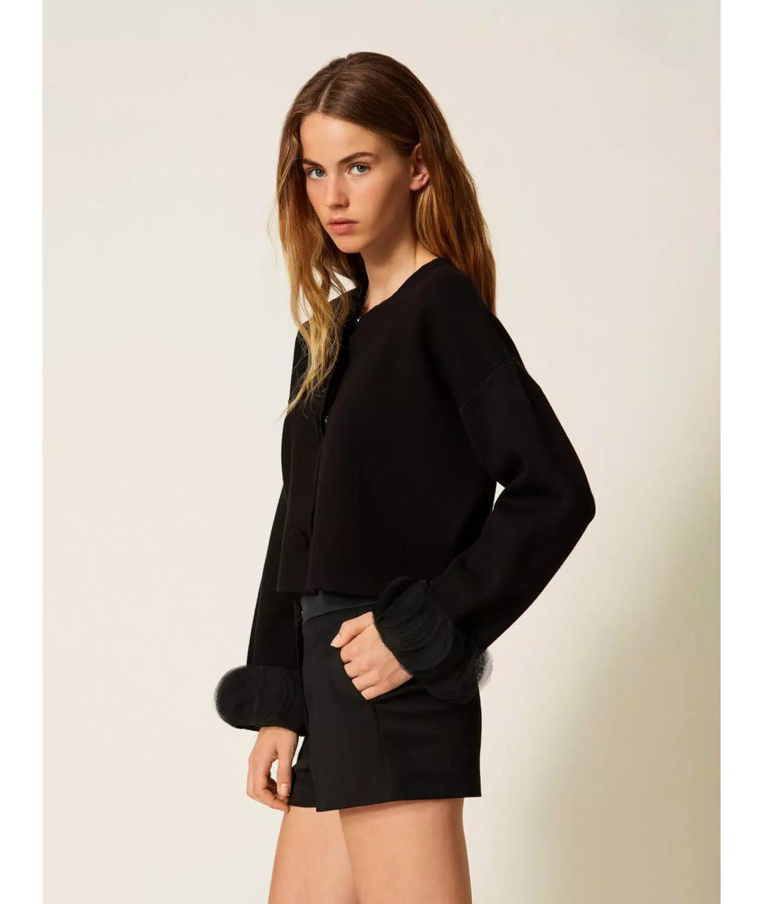 TWIN-SET Черный вискозный жакет/пиджак, фото 3