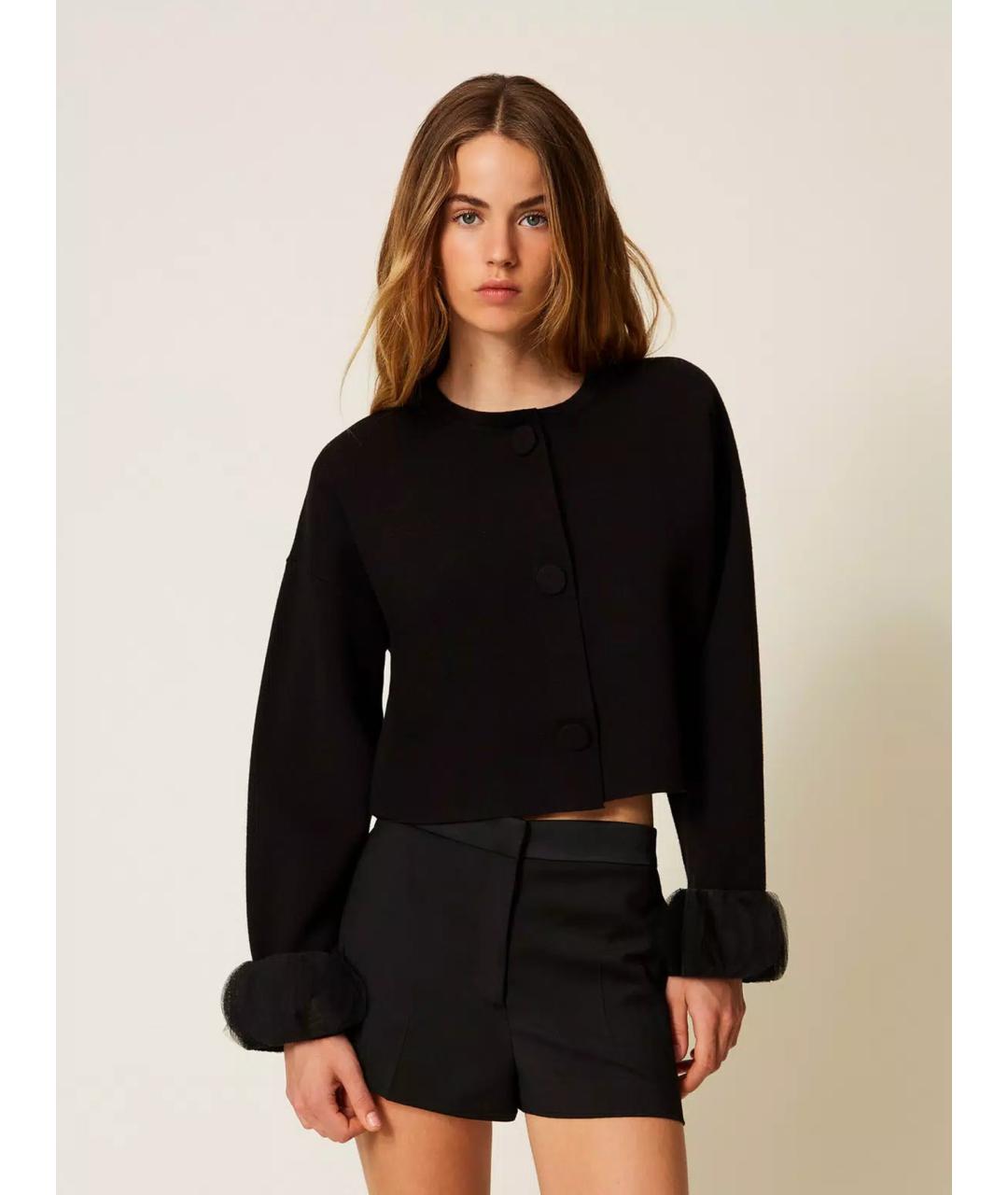 TWIN-SET Черный вискозный жакет/пиджак, фото 2