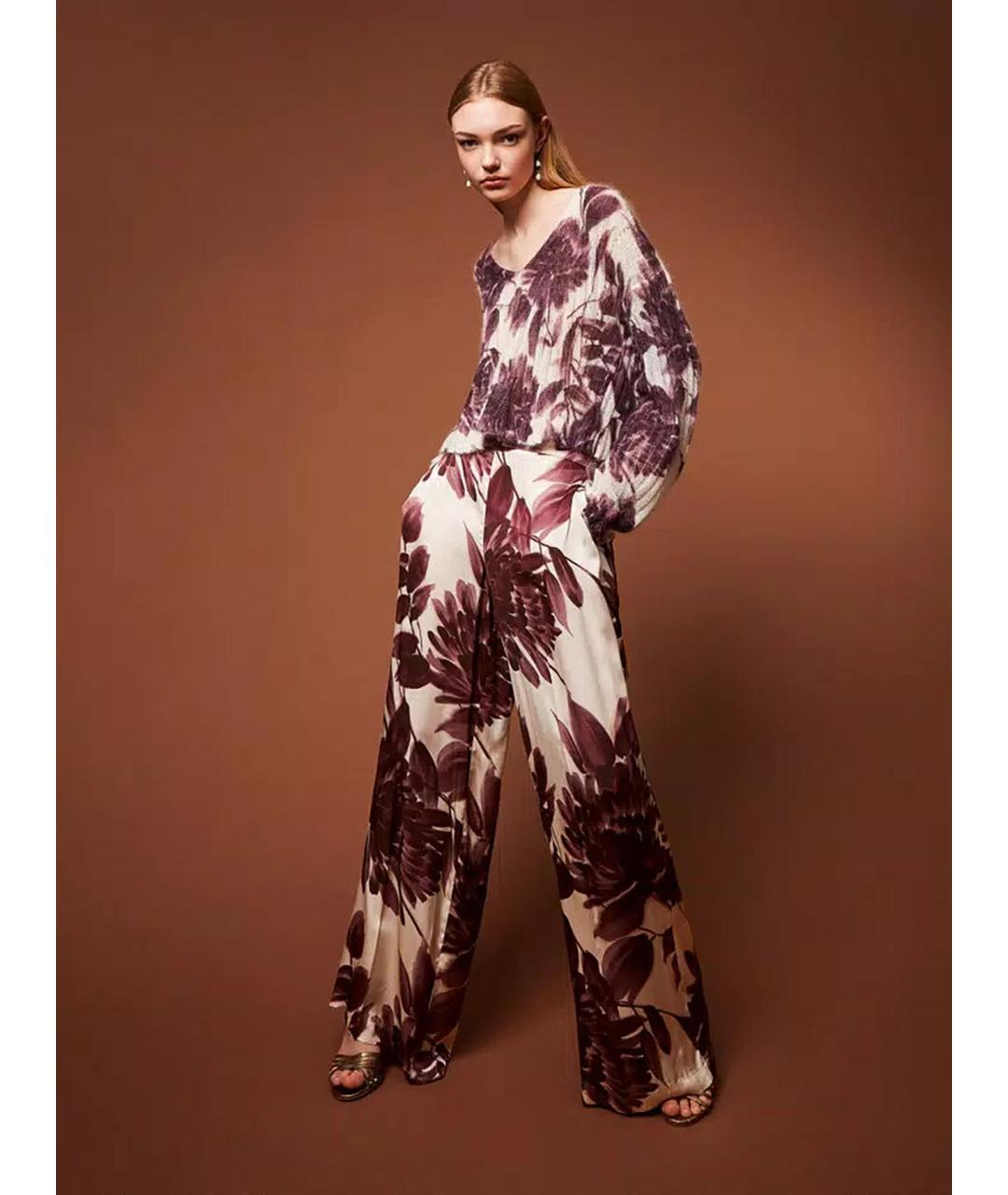 TWIN-SET Мульти вискозные брюки широкие, фото 3