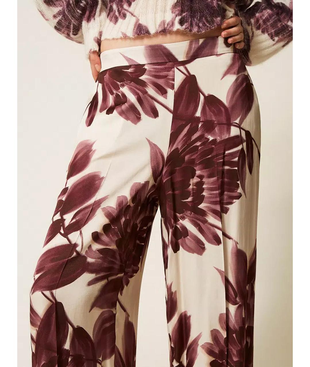 TWIN-SET Мульти вискозные брюки широкие, фото 6