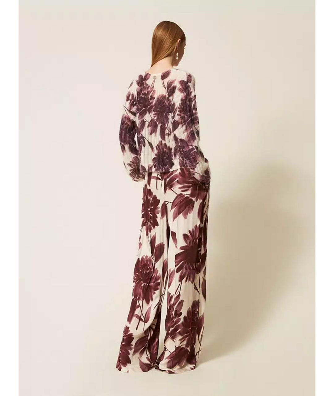 TWIN-SET Мульти вискозные брюки широкие, фото 5