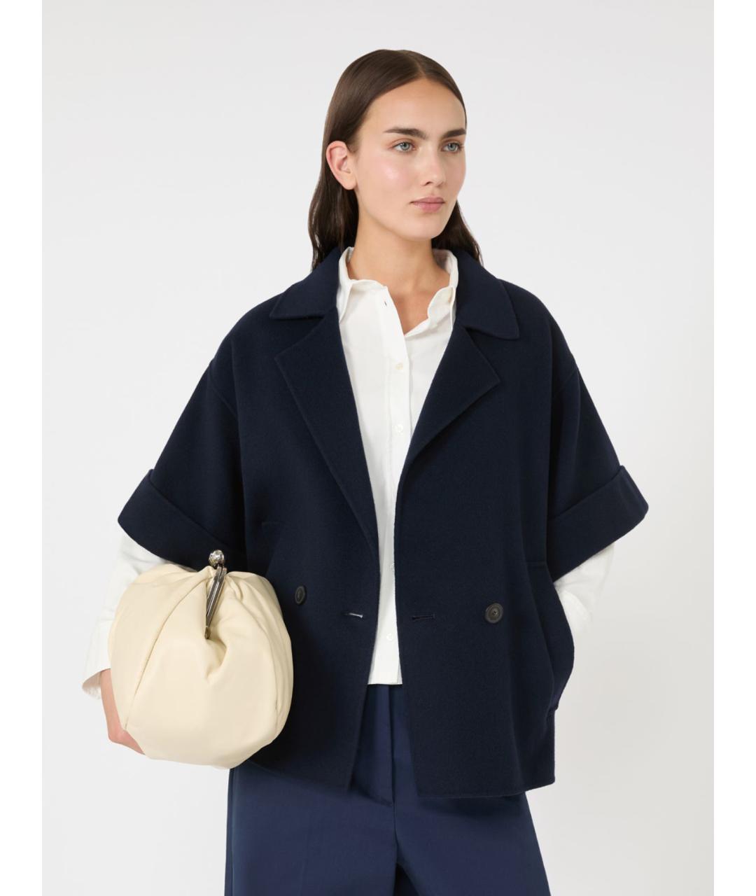 WEEKEND MAX MARA Синее шерстяное пальто, фото 3