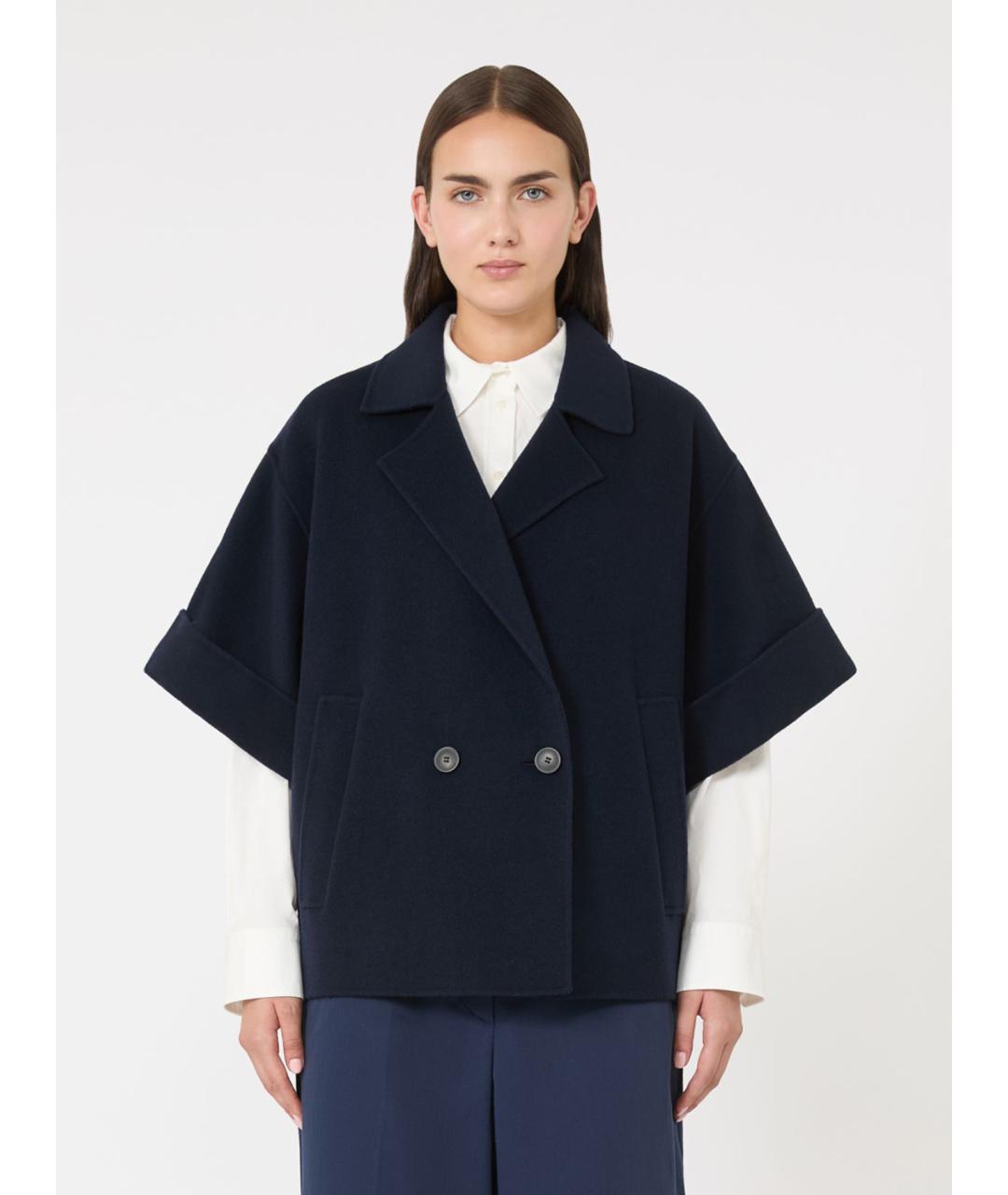 WEEKEND MAX MARA Синее шерстяное пальто, фото 5