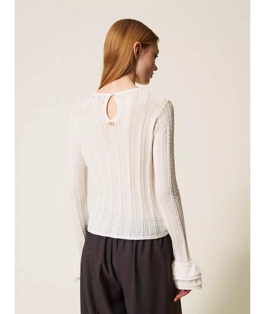 TWIN-SET Белый хлопковый джемпер / свитер, фото 4