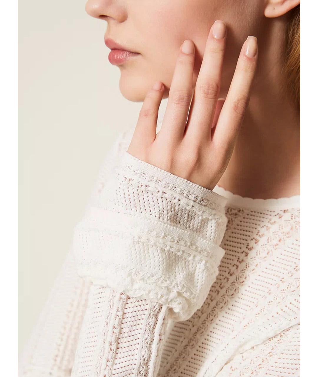 TWIN-SET Белый хлопковый джемпер / свитер, фото 6