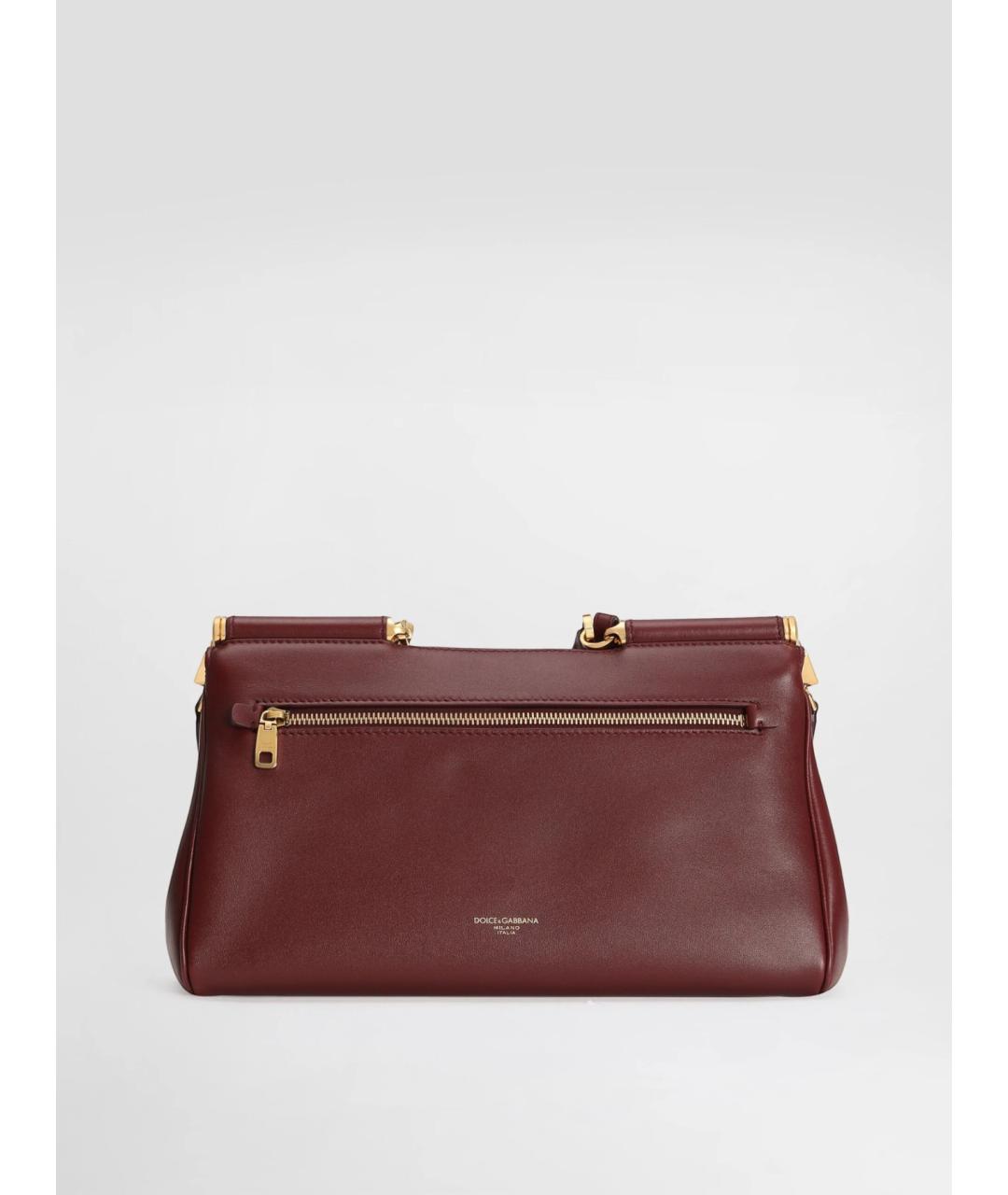DOLCE&GABBANA Бордовая кожаная сумка тоут, фото 3