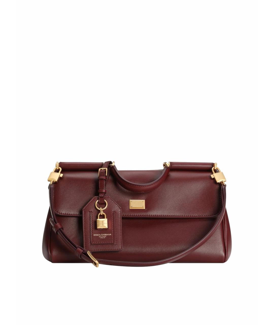 DOLCE&GABBANA Бордовая кожаная сумка тоут, фото 1