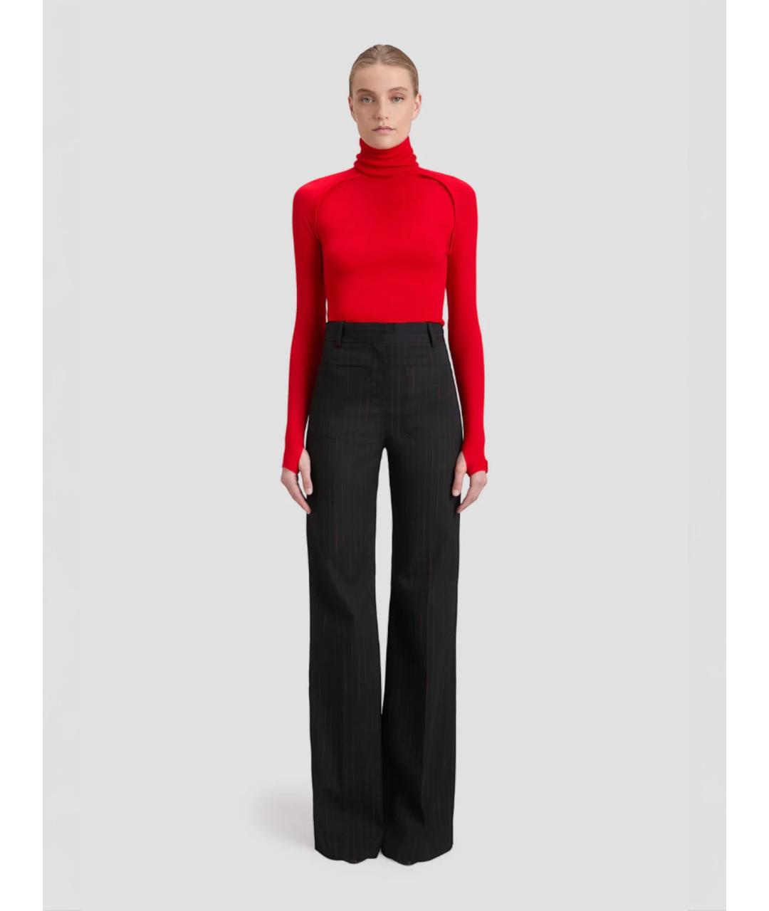 VICTORIA BECKHAM Черные шерстяные прямые брюки, фото 2