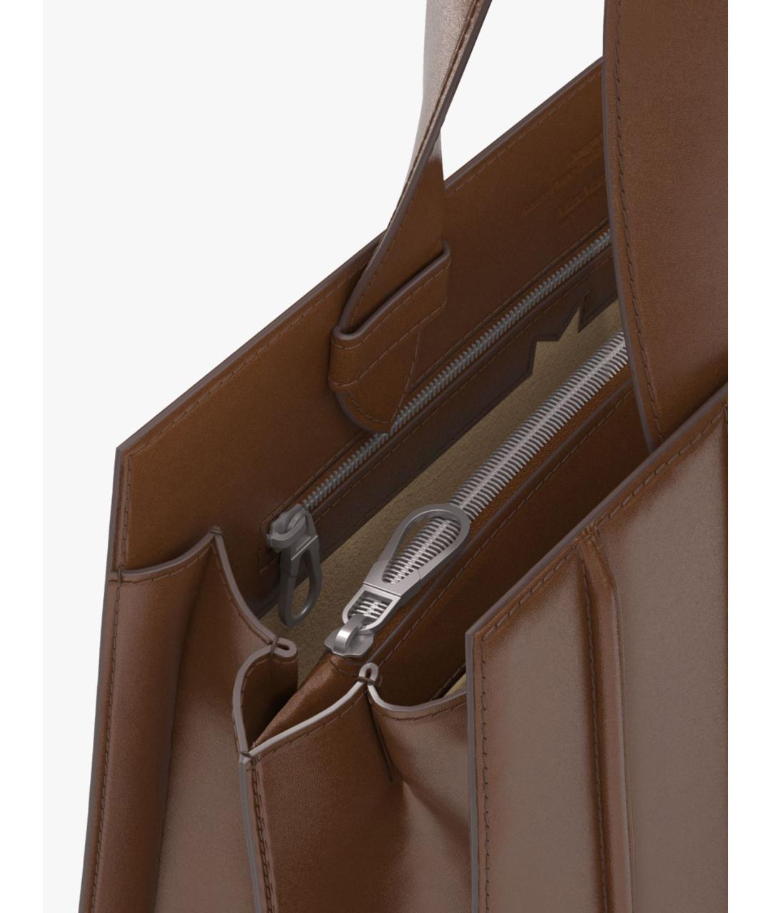MAX MARA Коричневая кожаная сумка тоут, фото 3
