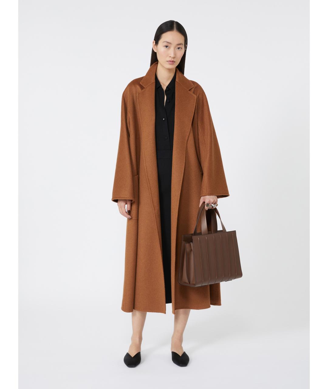 MAX MARA Коричневая кожаная сумка тоут, фото 2