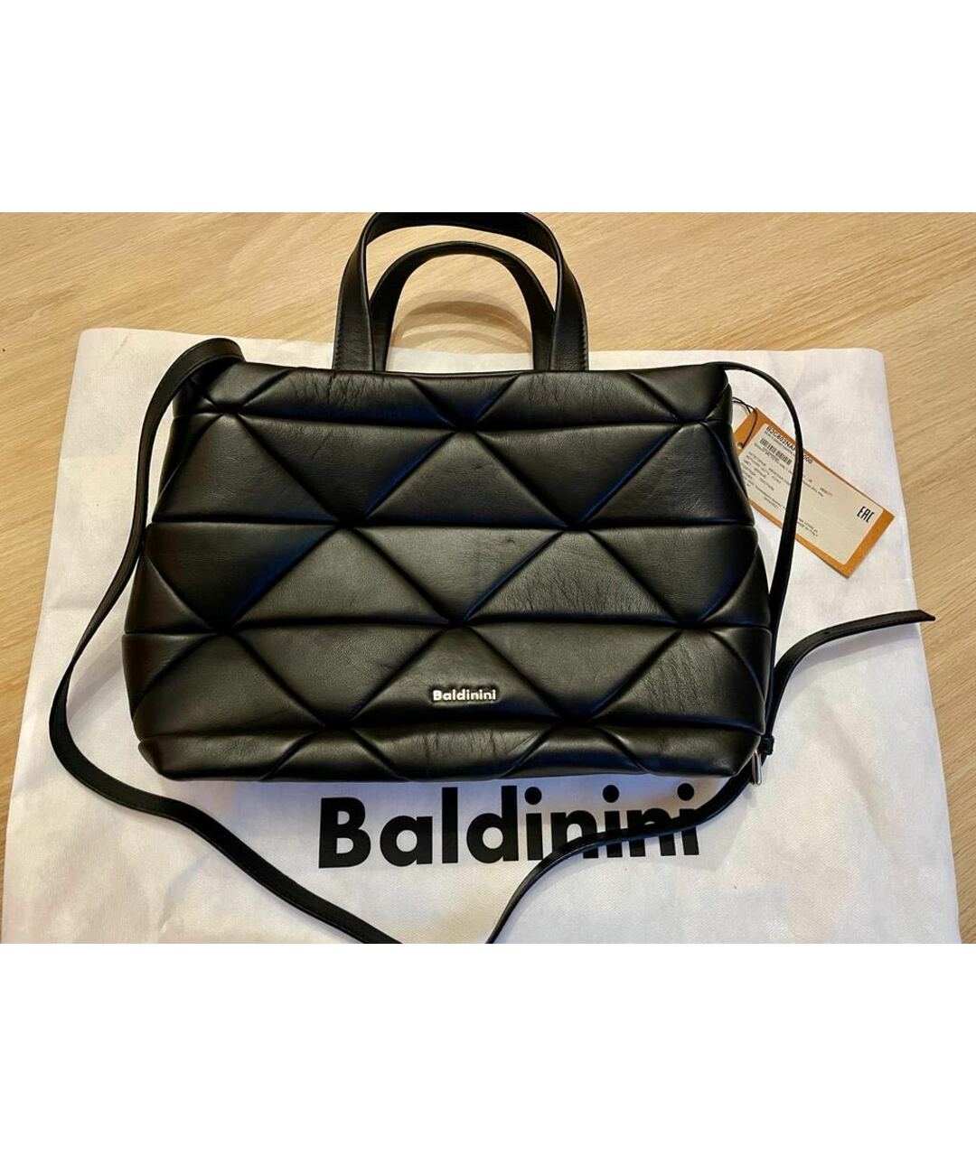 BALDININI Черная кожаная сумка тоут, фото 5