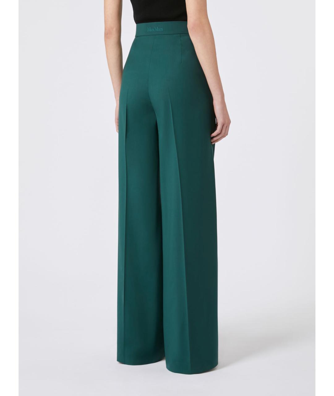 MAX MARA Зеленые шерстяные прямые брюки, фото 4