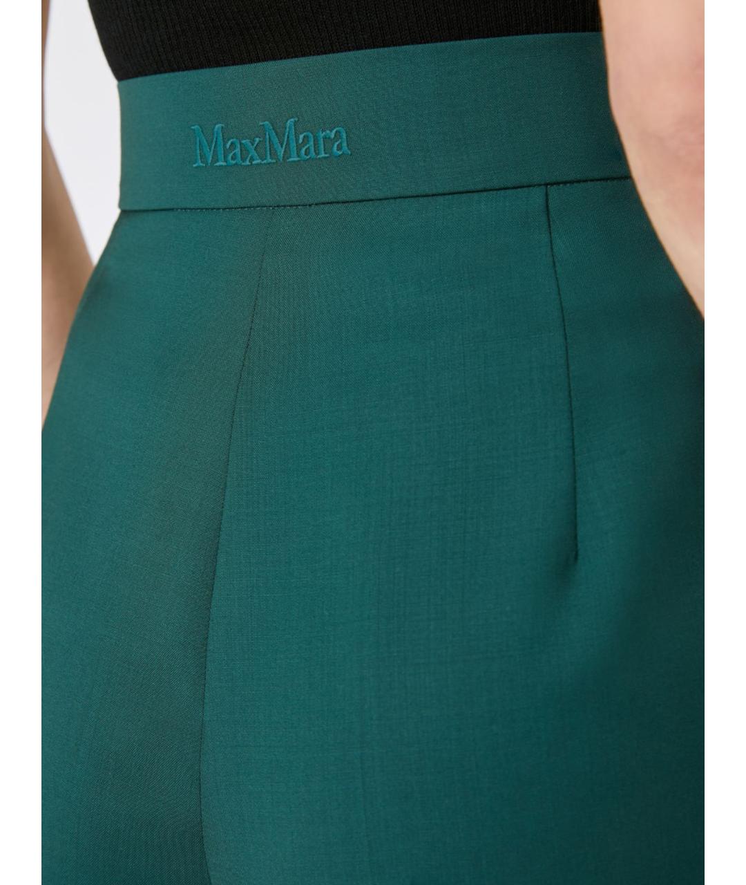 MAX MARA Зеленые шерстяные прямые брюки, фото 3