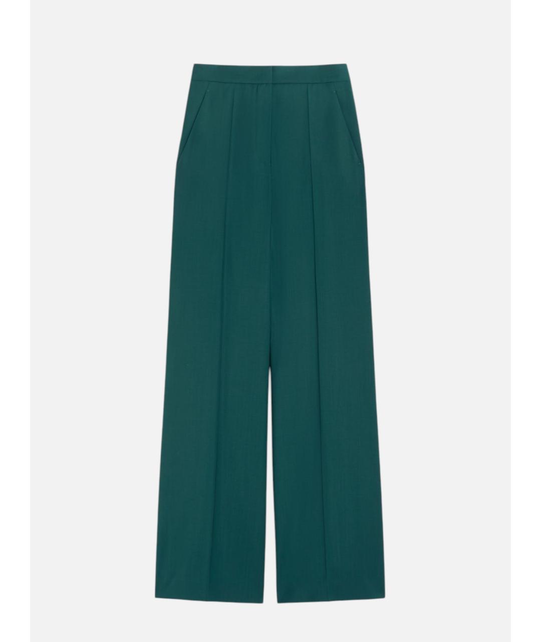 MAX MARA Зеленые шерстяные прямые брюки, фото 6