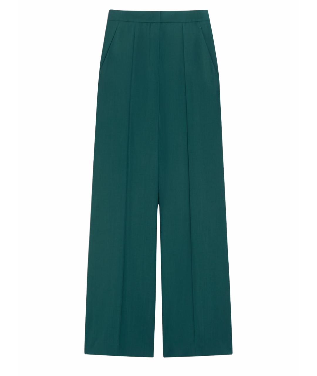 MAX MARA Зеленые шерстяные прямые брюки, фото 1