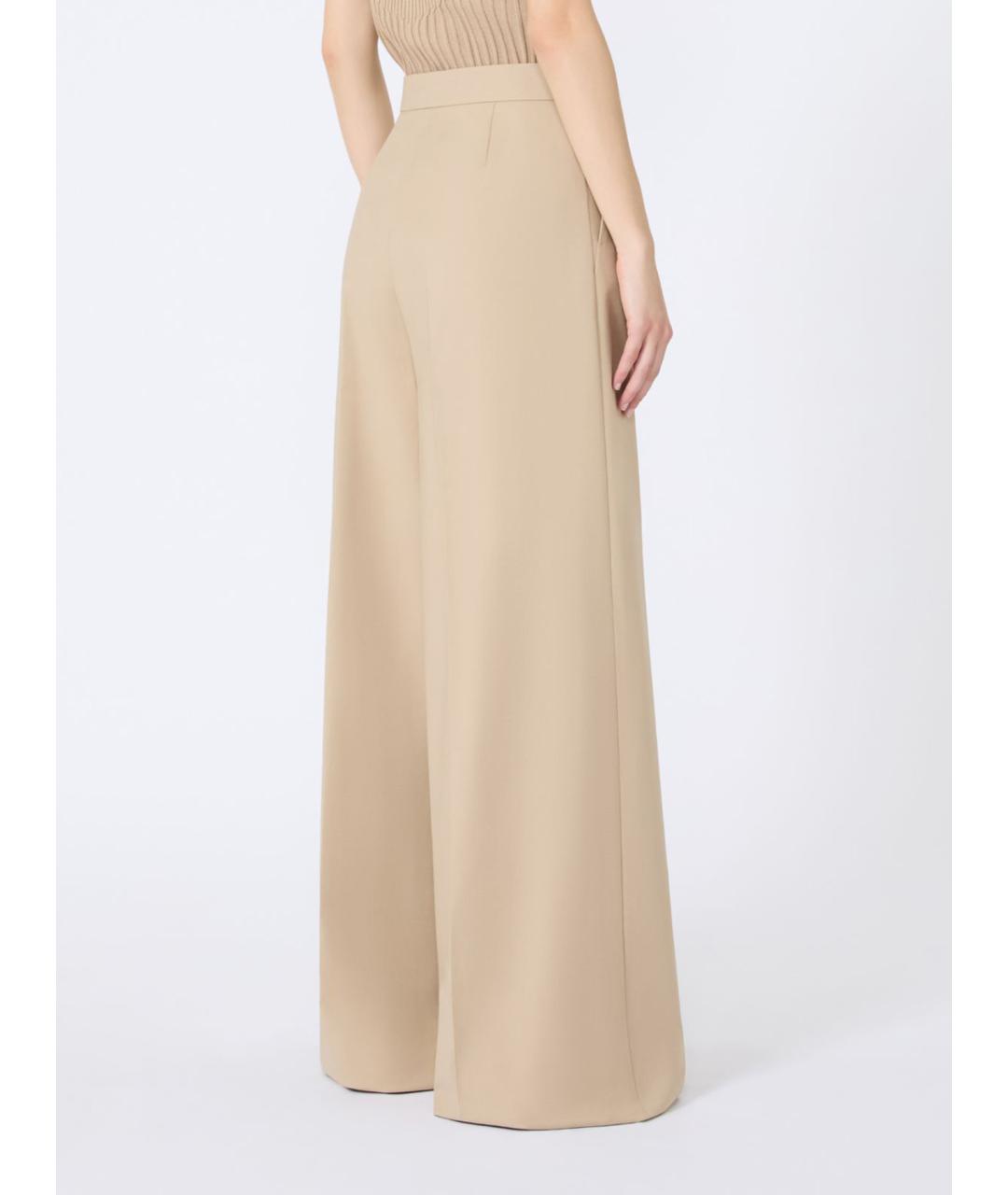 MAX MARA Бежевые хлопковые брюки широкие, фото 4
