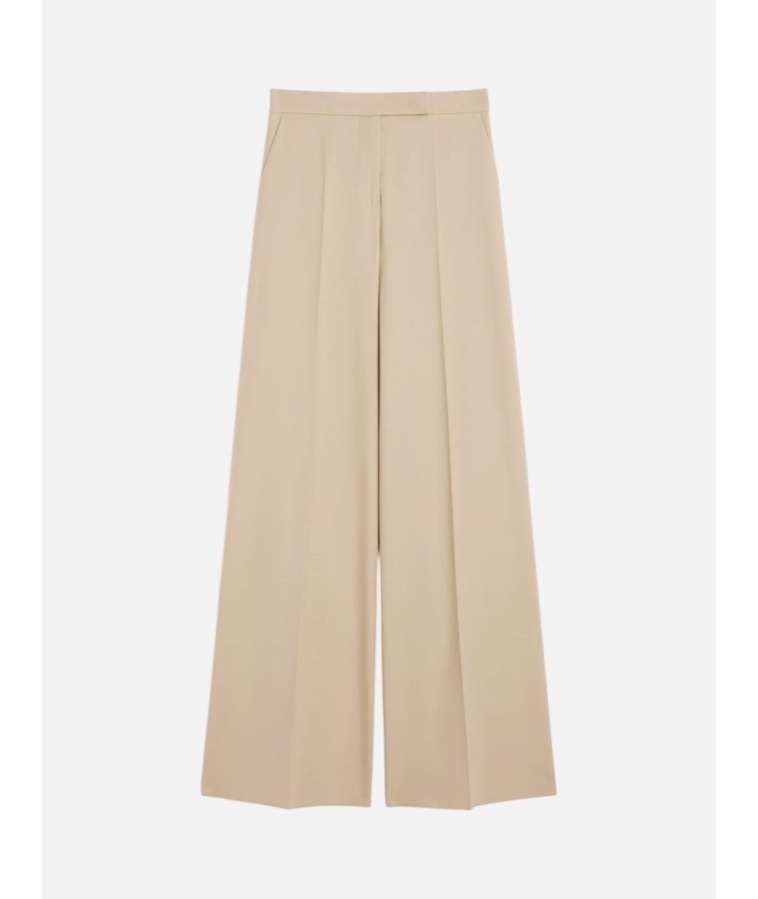 MAX MARA Бежевые хлопковые брюки широкие, фото 5