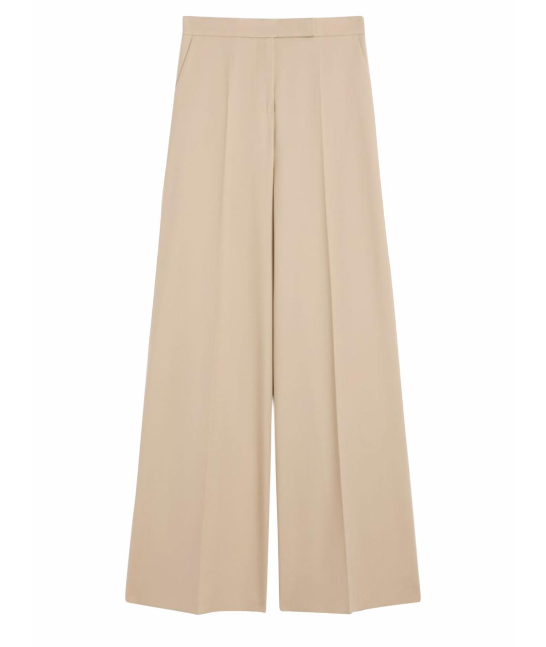 MAX MARA Бежевые хлопковые брюки широкие, фото 1