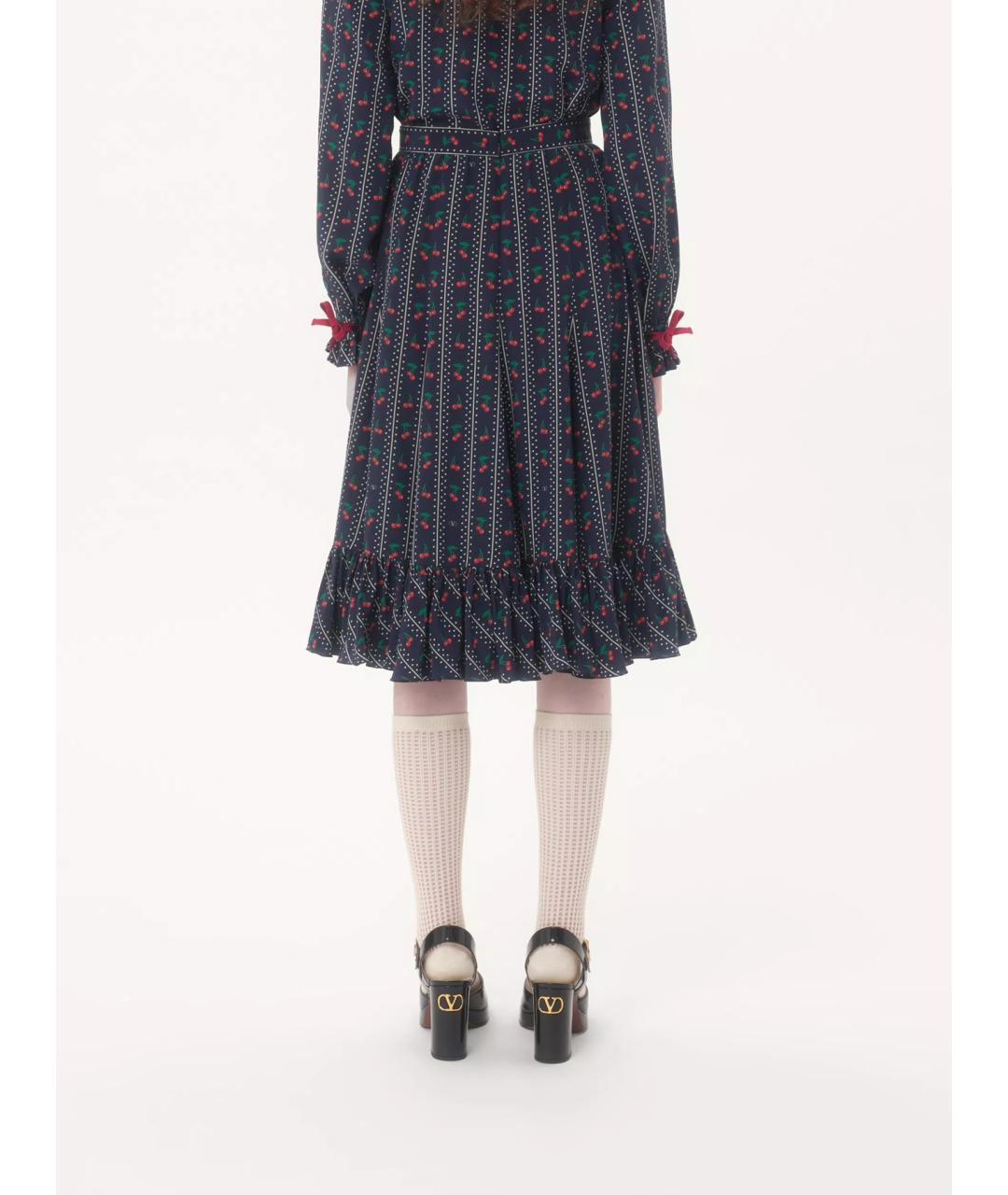 VALENTINO Мульти шелковая юбка миди, фото 3