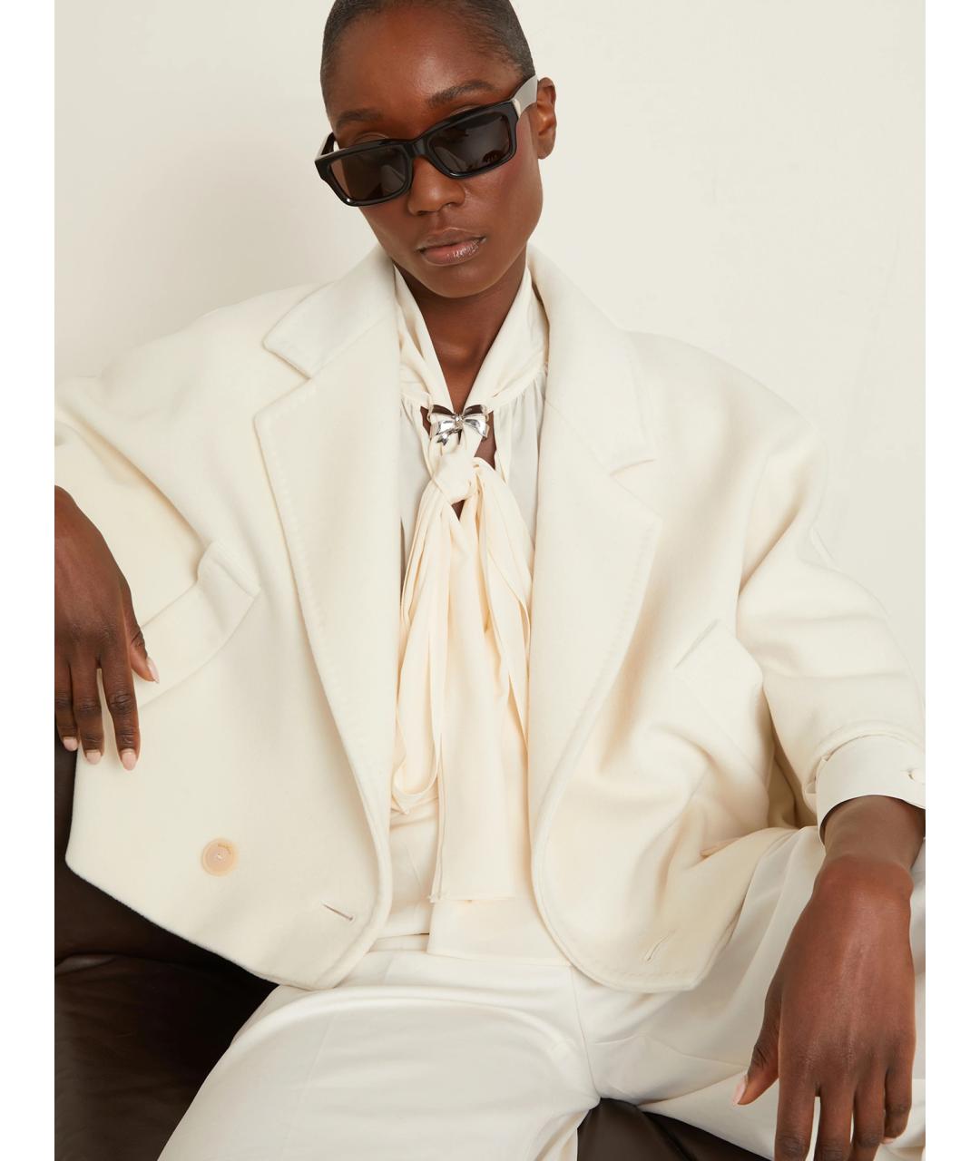 MAX MARA Белое шерстяное пальто, фото 6