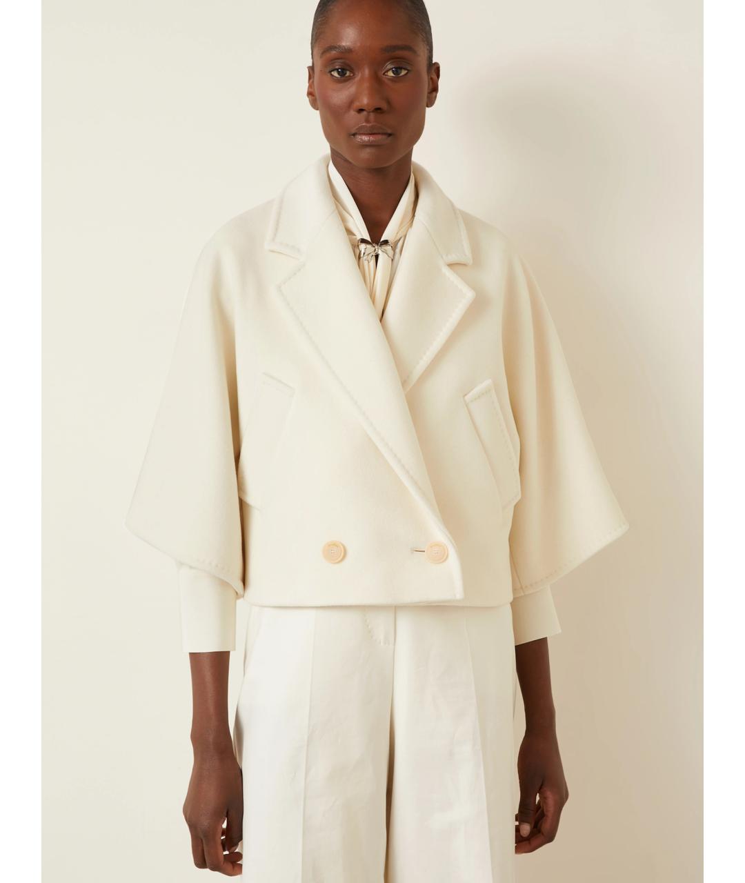 MAX MARA Белое шерстяное пальто, фото 5