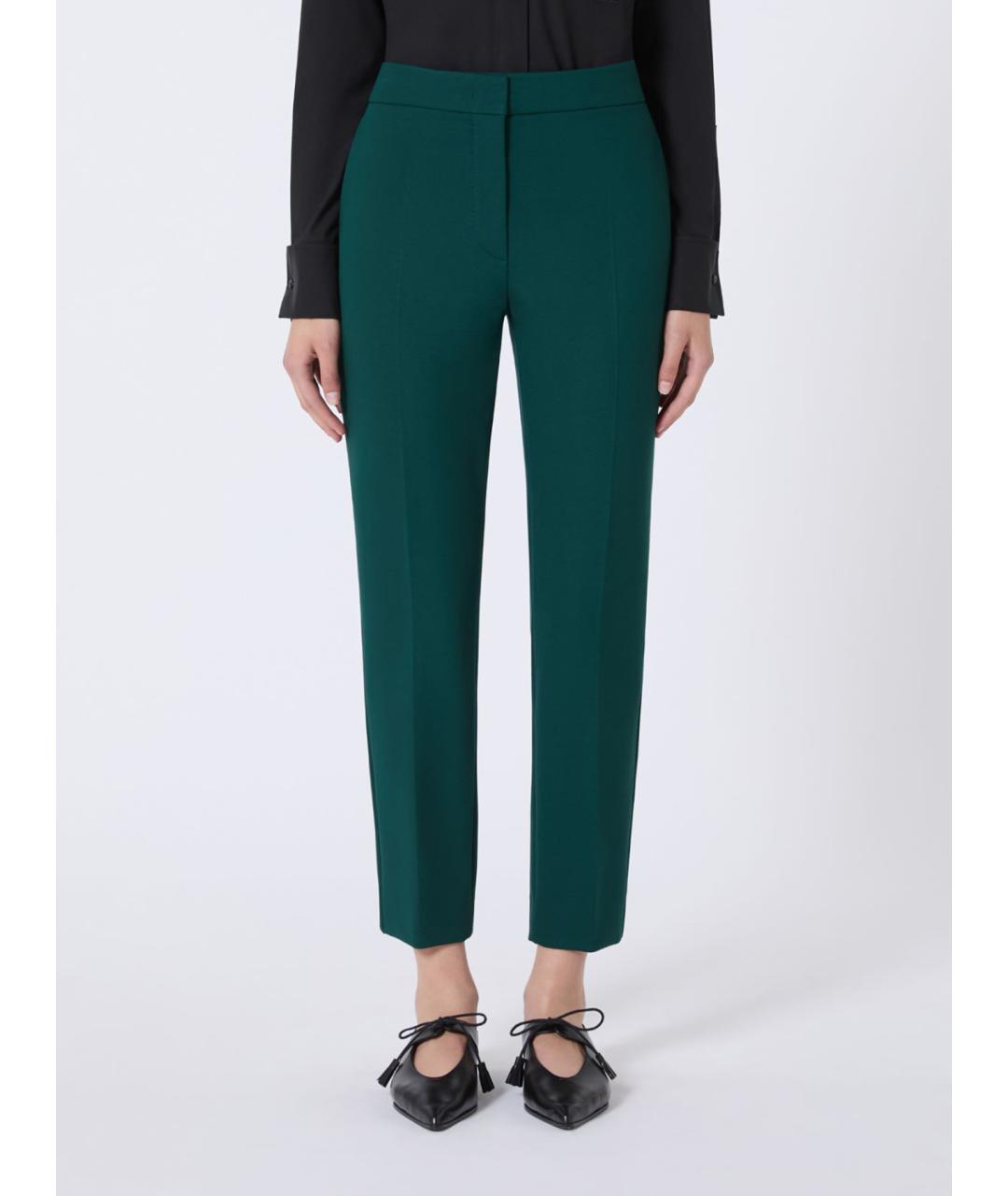 MAX MARA Зеленые вискозные прямые брюки, фото 3