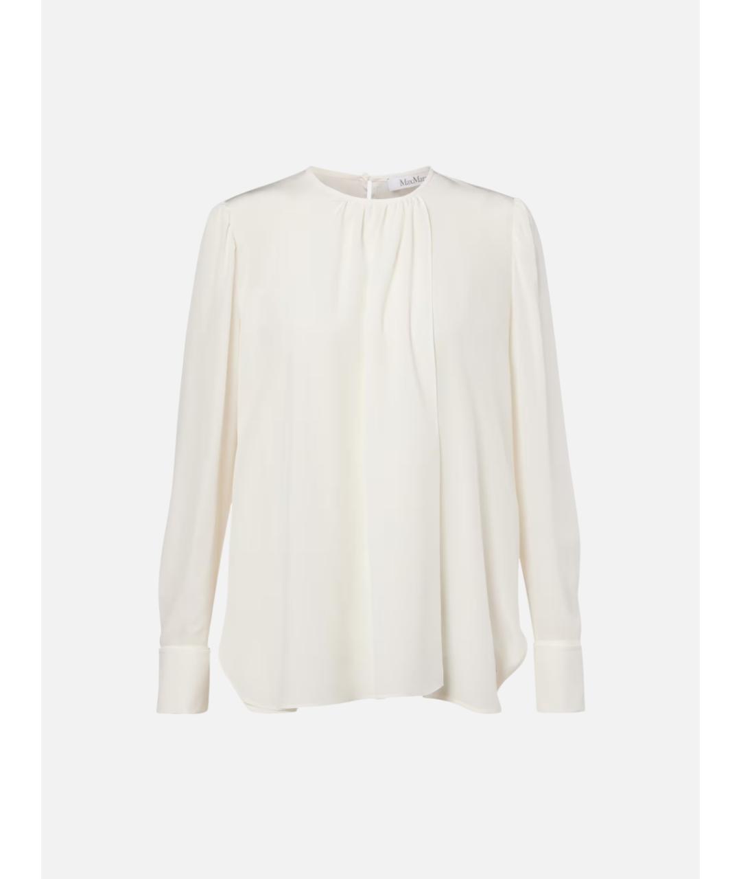 MAX MARA Белая шелковая блузы, фото 6