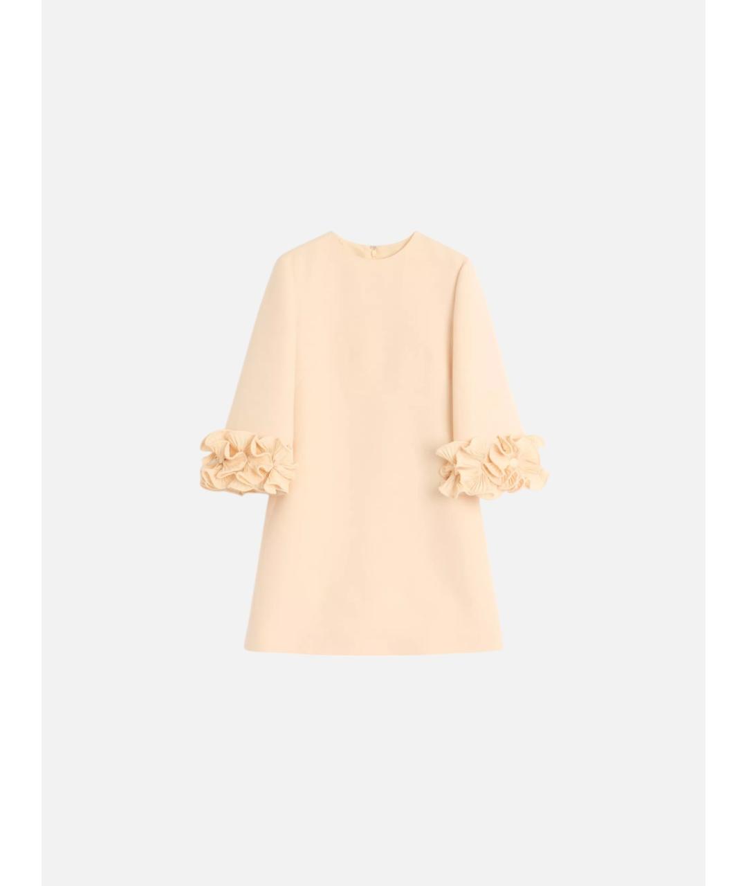 VALENTINO Бежевое шерстяное повседневное платье, фото 5