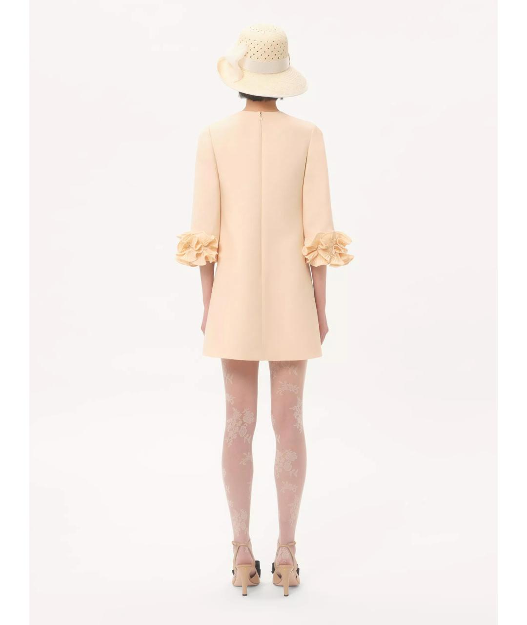 VALENTINO Бежевое шерстяное повседневное платье, фото 4