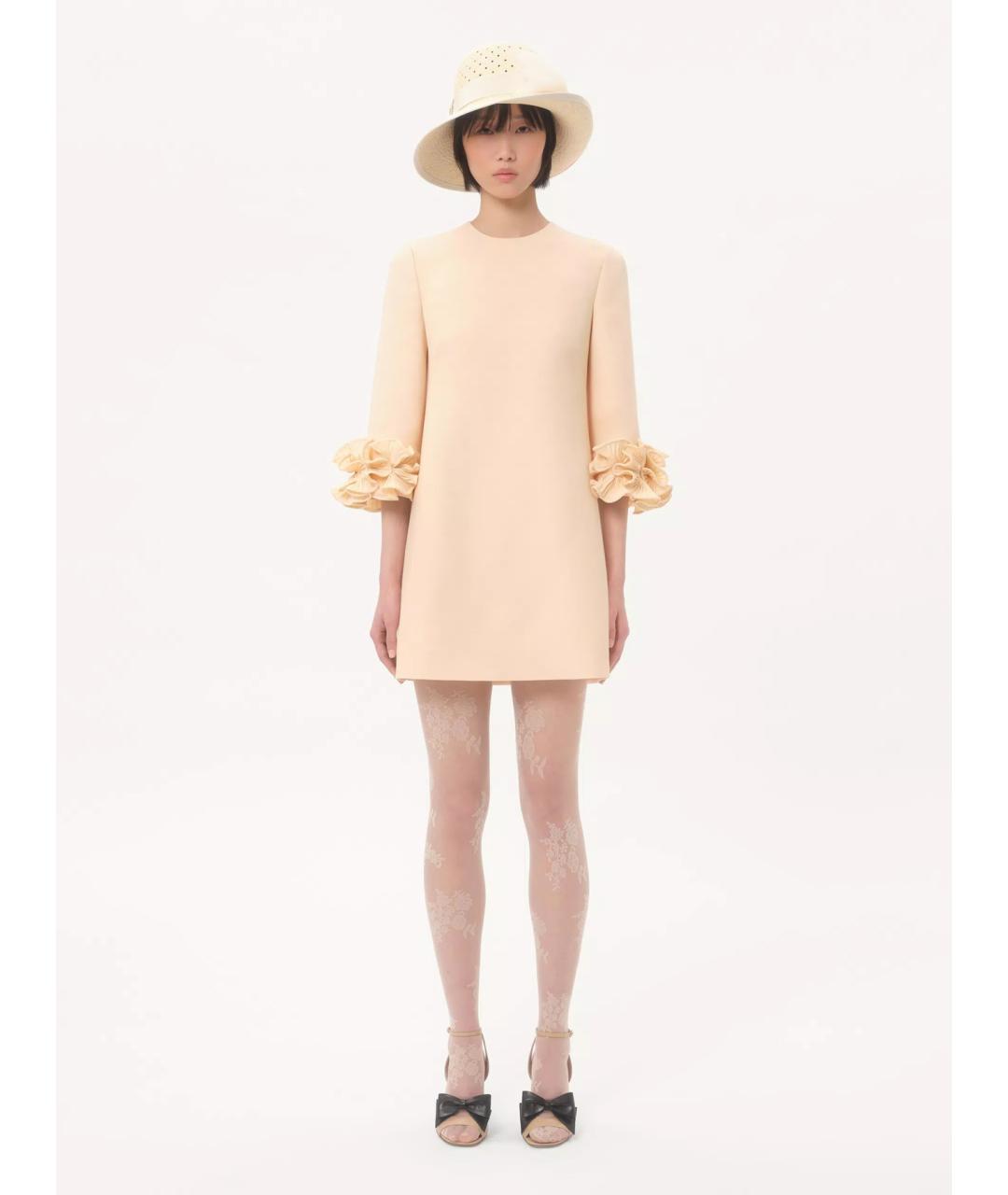 VALENTINO Бежевое шерстяное повседневное платье, фото 2