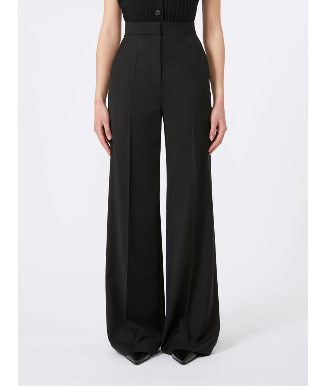 MAX MARA Черные шерстяные брюки широкие, фото 5