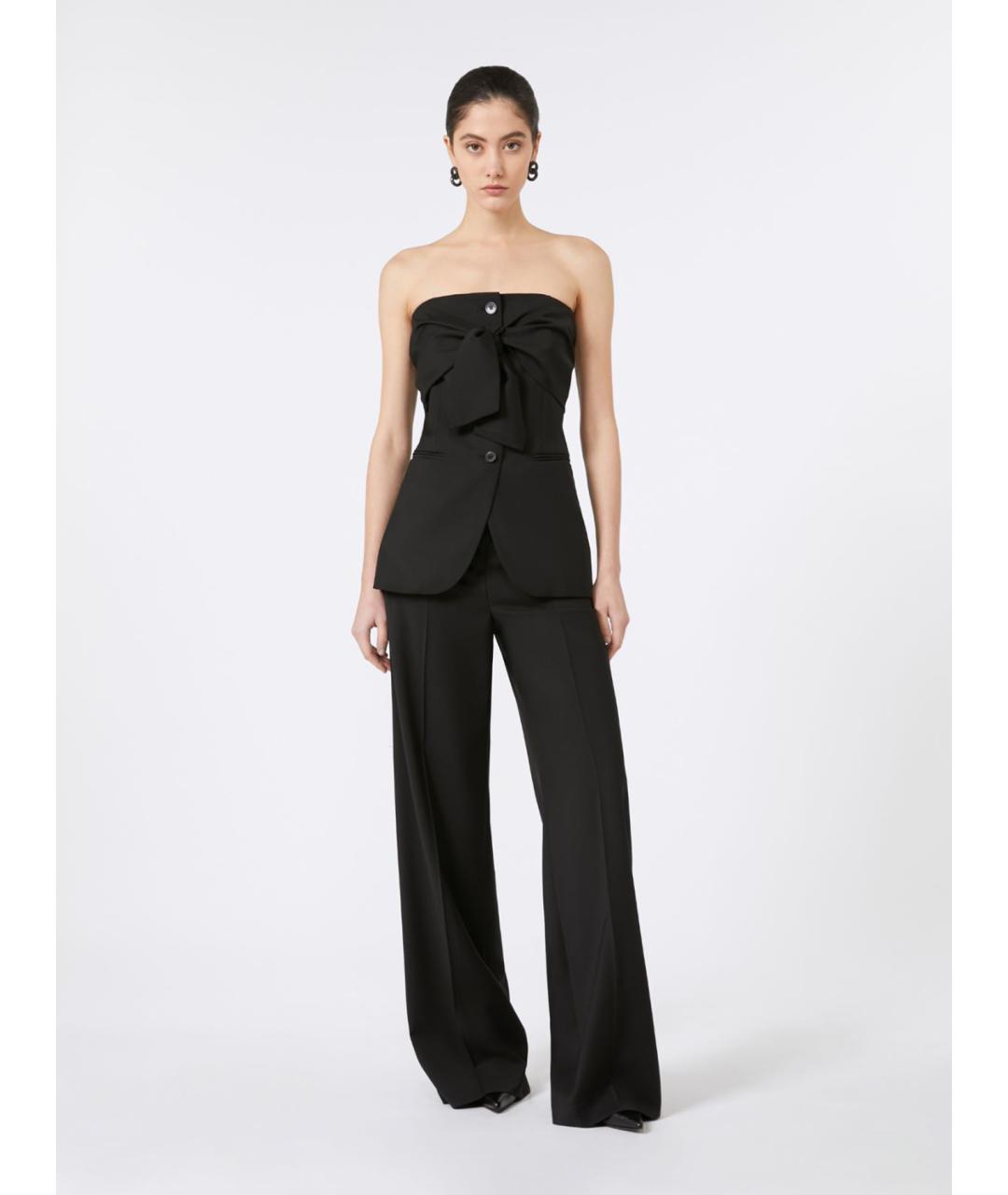 MAX MARA Черные шерстяные брюки широкие, фото 2
