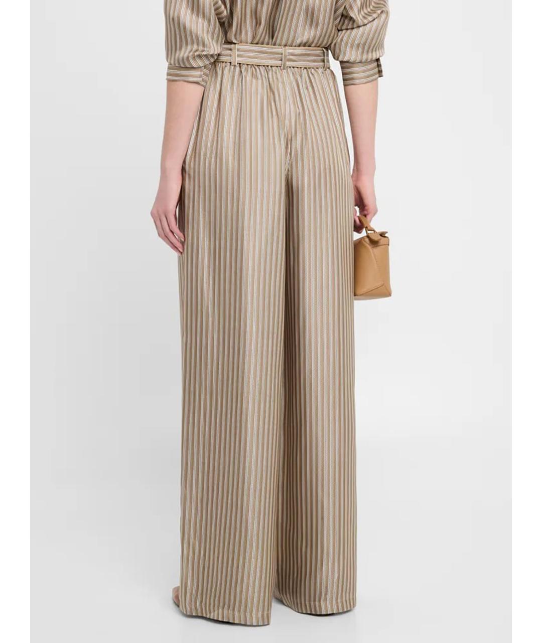 MAX MARA Бежевые шелковые брюки широкие, фото 4