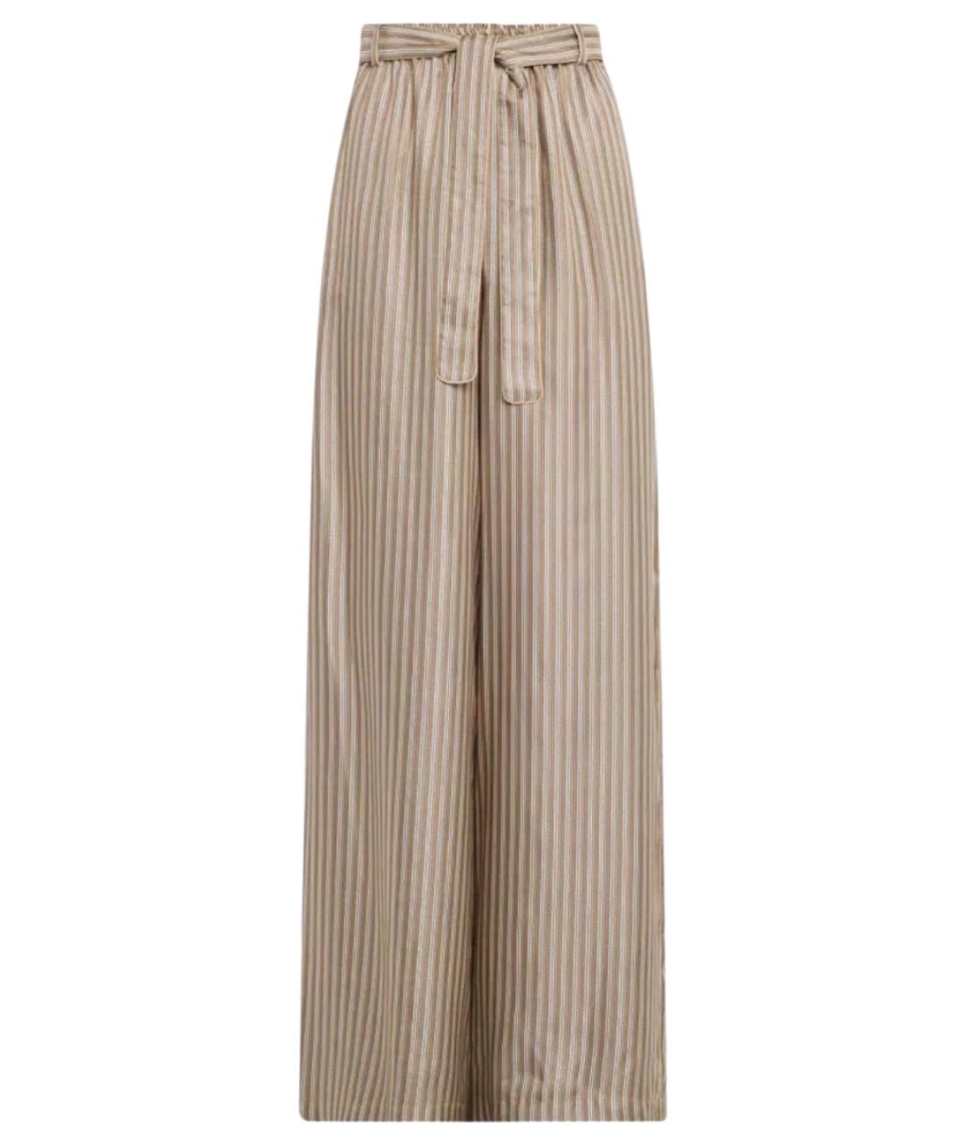 MAX MARA Бежевые шелковые брюки широкие, фото 1