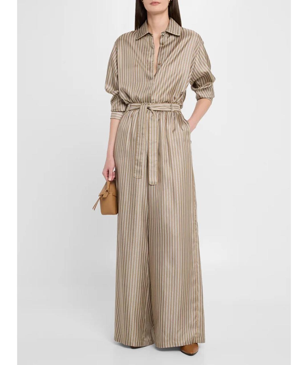MAX MARA Бежевые шелковые брюки широкие, фото 2