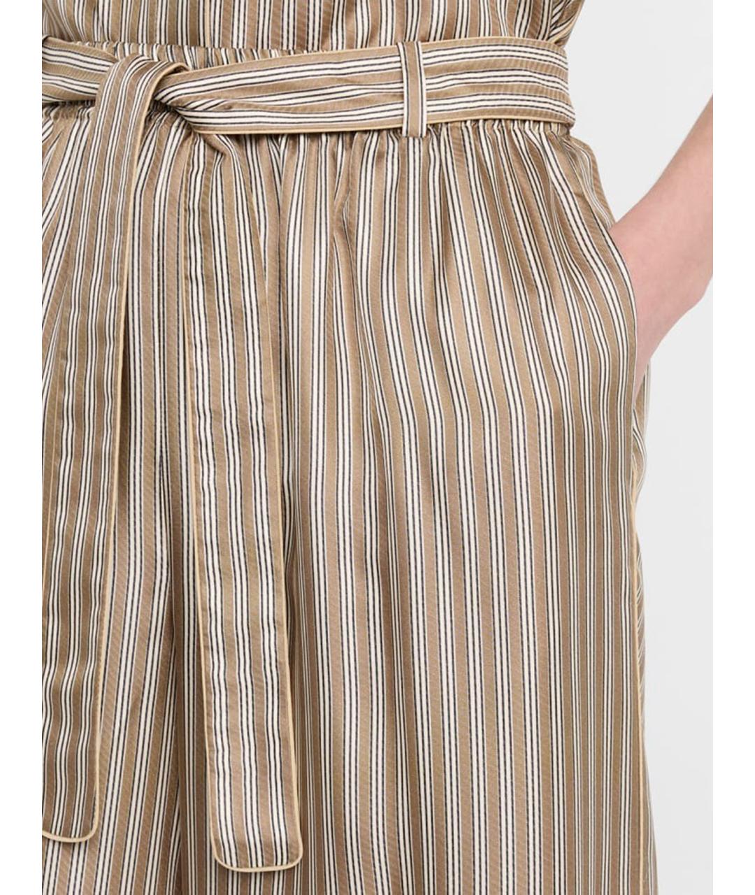 MAX MARA Бежевые шелковые брюки широкие, фото 5