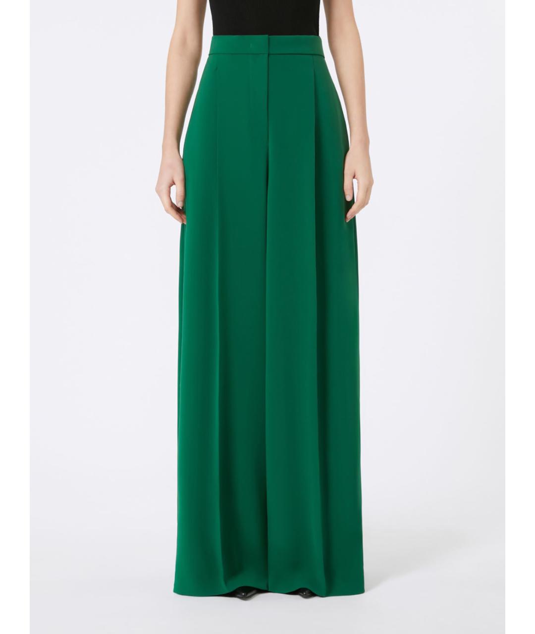 MAX MARA Зеленые ацетатные брюки широкие, фото 4