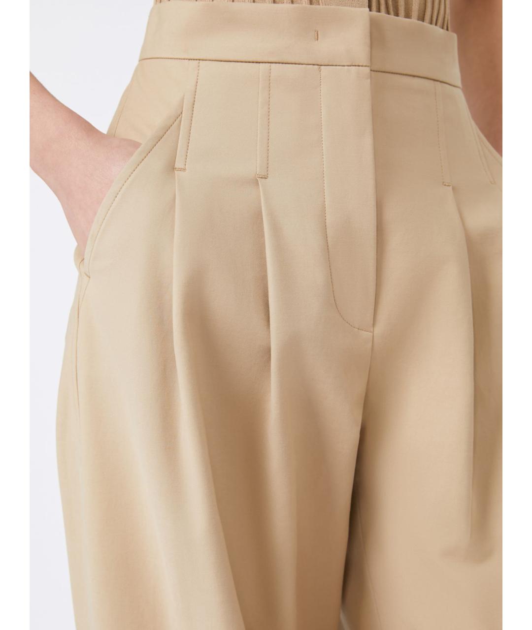 MAX MARA Бежевые хлопковые прямые брюки, фото 3