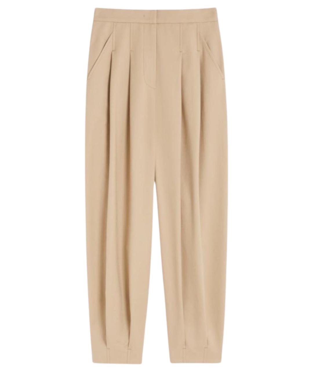 MAX MARA Бежевые хлопковые прямые брюки, фото 1