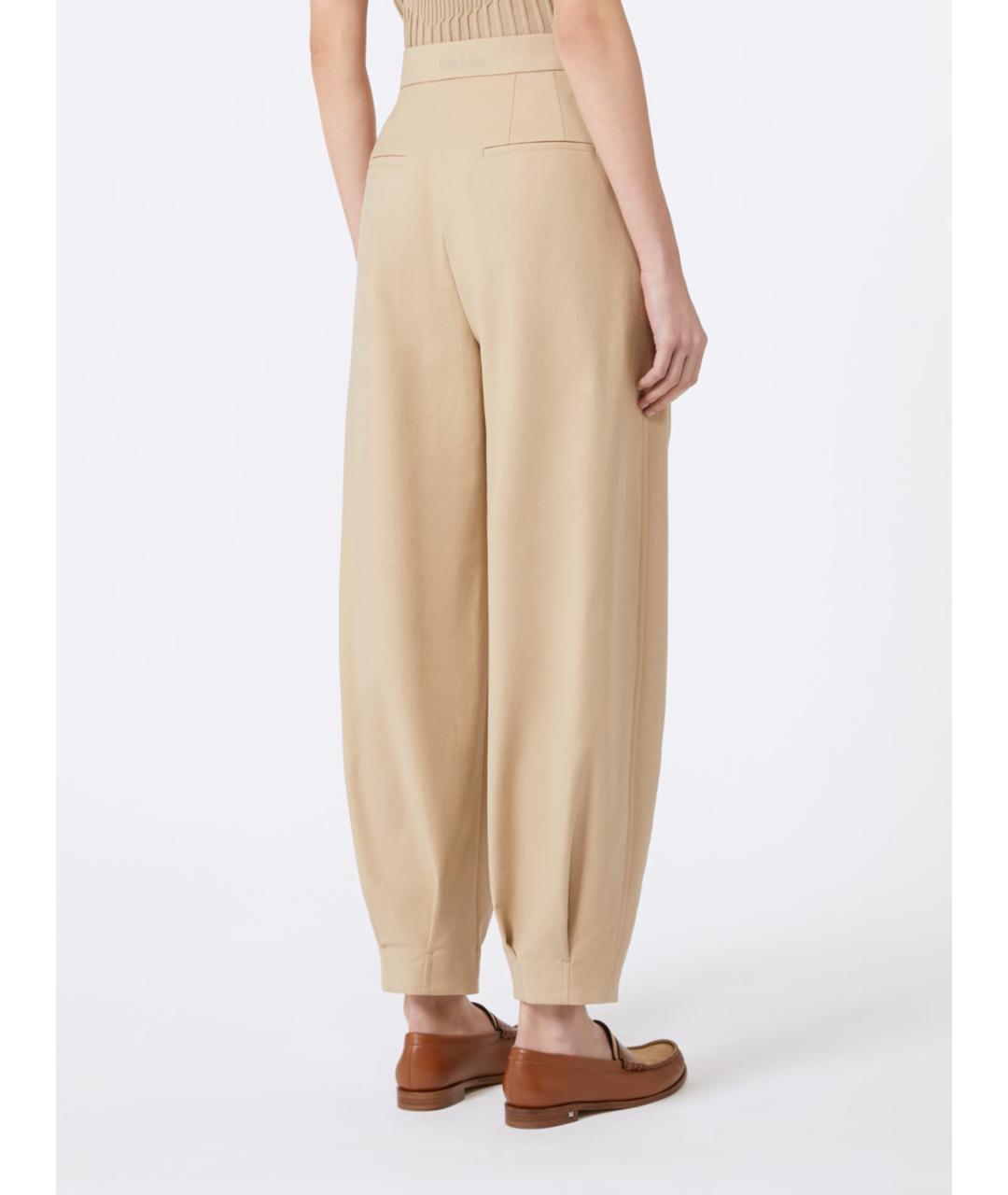 MAX MARA Бежевые хлопковые прямые брюки, фото 4