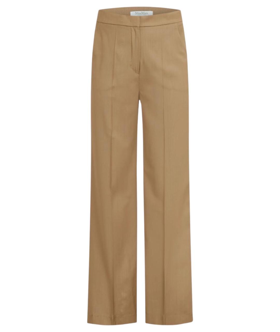 MAX MARA Бежевые шерстяные брюки широкие, фото 1