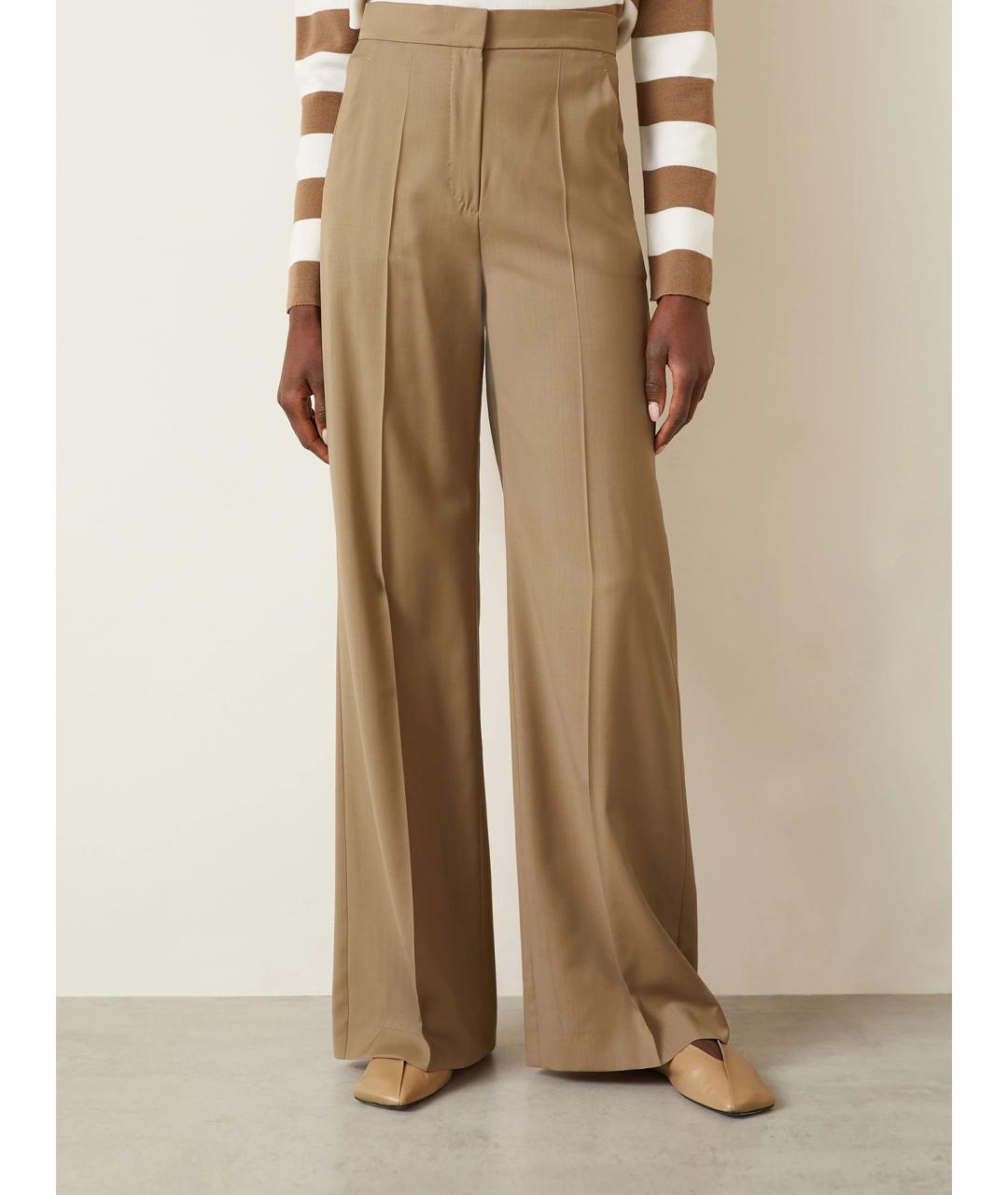 MAX MARA Бежевые шерстяные брюки широкие, фото 4