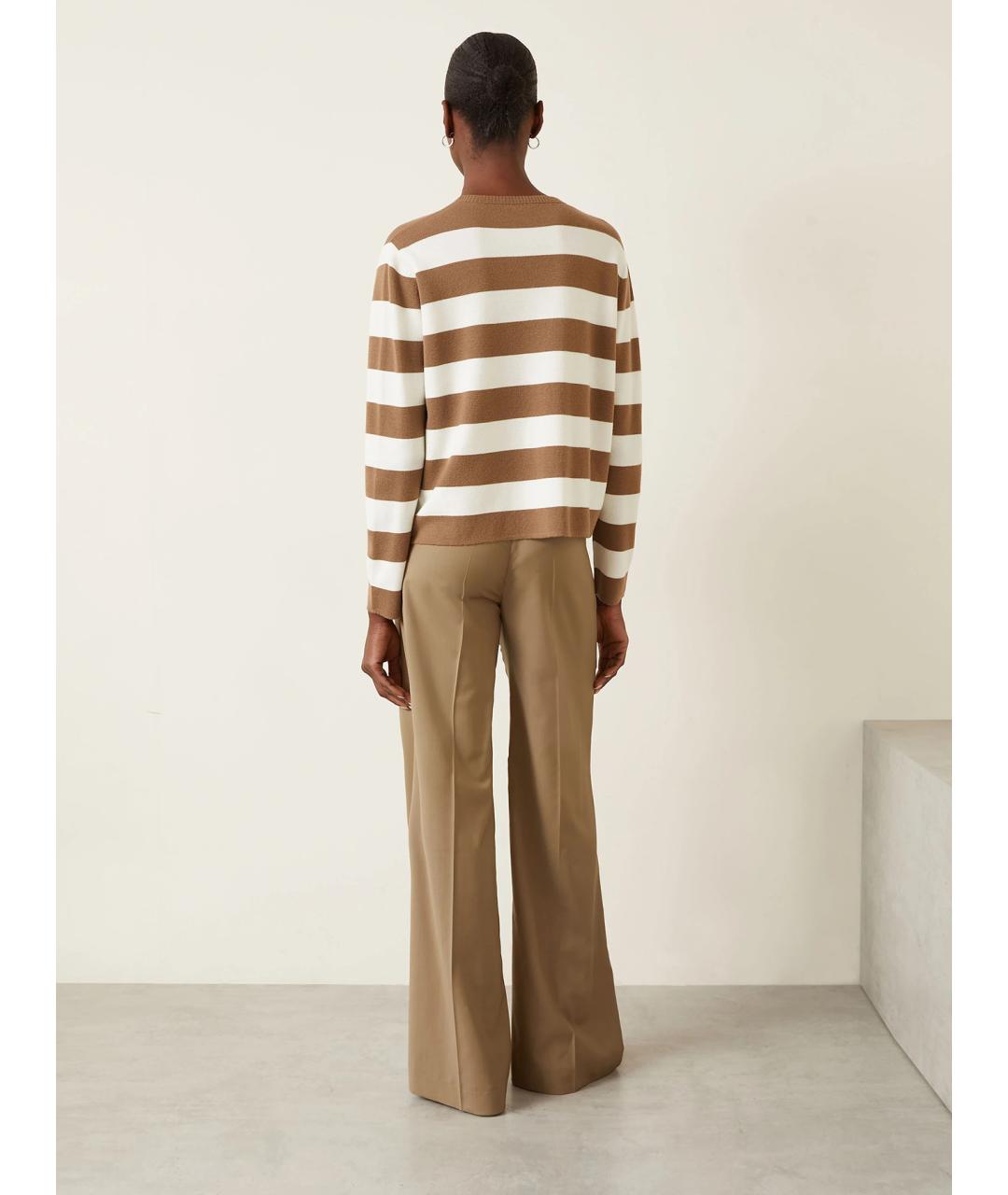 MAX MARA Бежевые шерстяные брюки широкие, фото 3