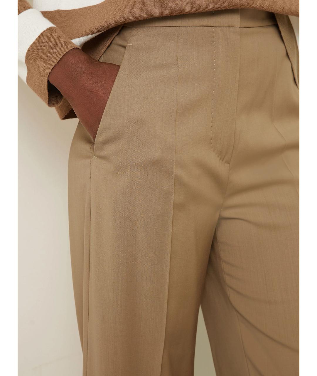 MAX MARA Бежевые шерстяные брюки широкие, фото 5