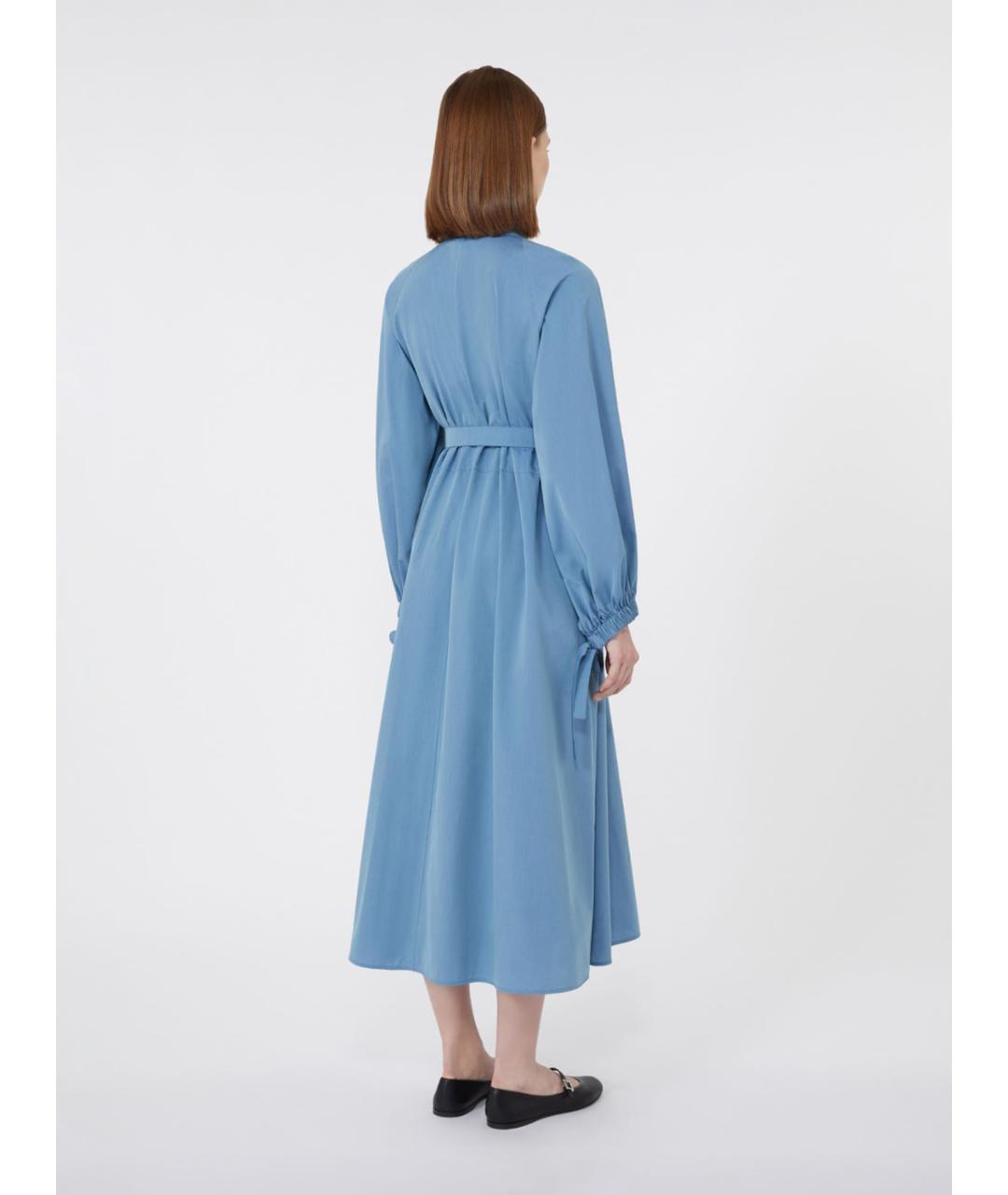 MAX MARA Голубое хлопковое повседневное платье, фото 3