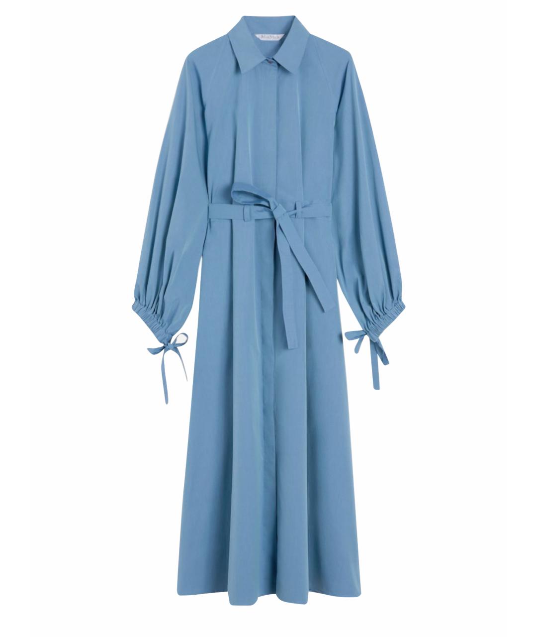 MAX MARA Голубое хлопковое повседневное платье, фото 1