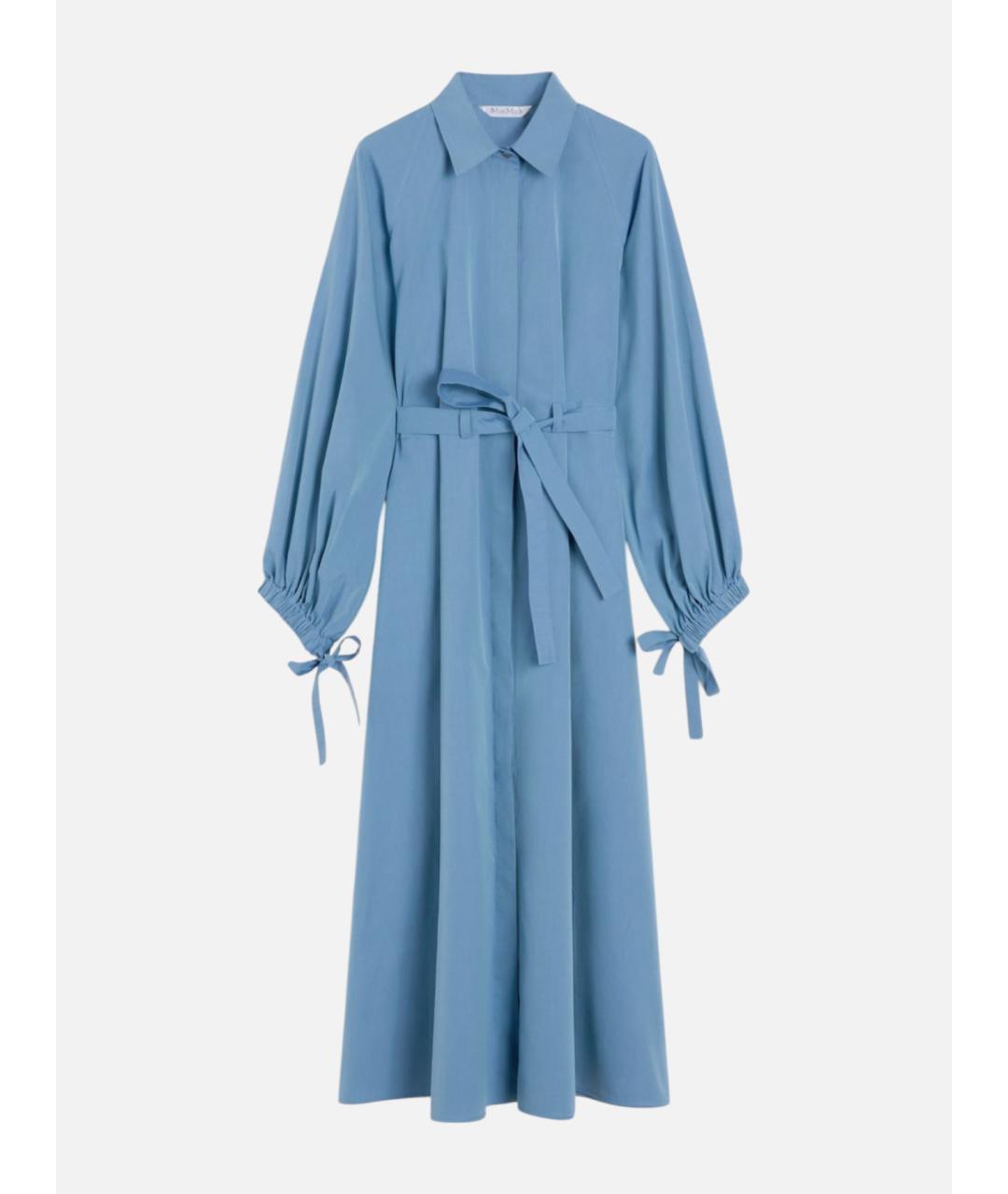 MAX MARA Голубое хлопковое повседневное платье, фото 5
